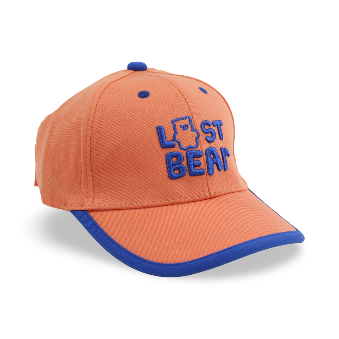 Unisex Cotton Cap – Orange with "Lost Bear" Embroidery - Clothing - Fancy