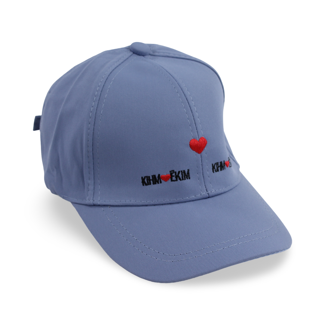 Girls Cotton Cap – Baby Blue with Heart Embroidery - Clothing - Fancy