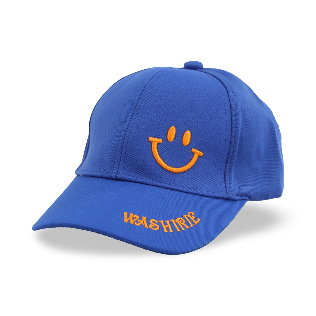 Unisex Cotton Cap – Blue with Smile Embroidery - Clothing - Fancy