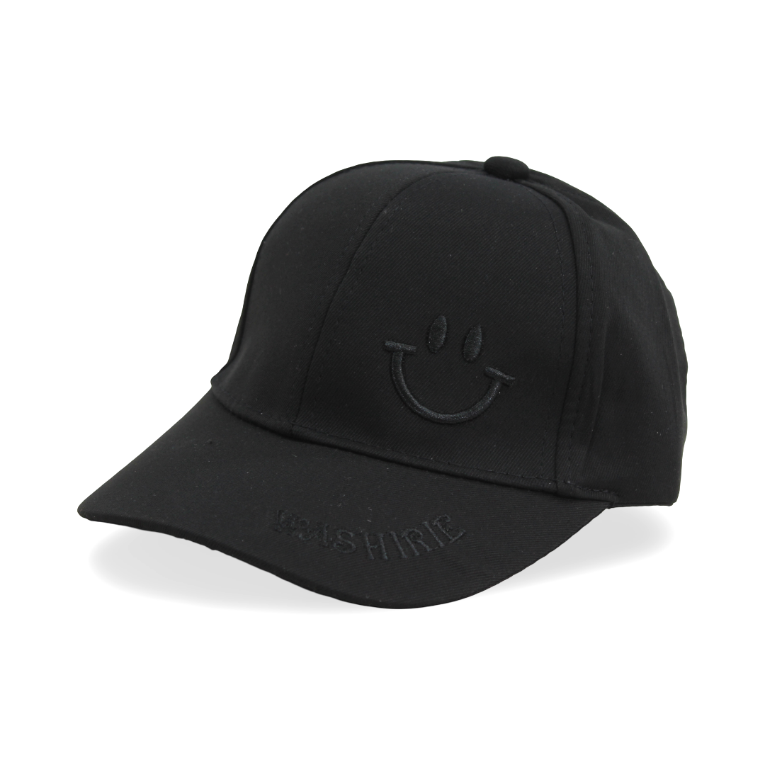 Unisex Cotton Cap – Black with Smile Embroidery - Clothing - Fancy