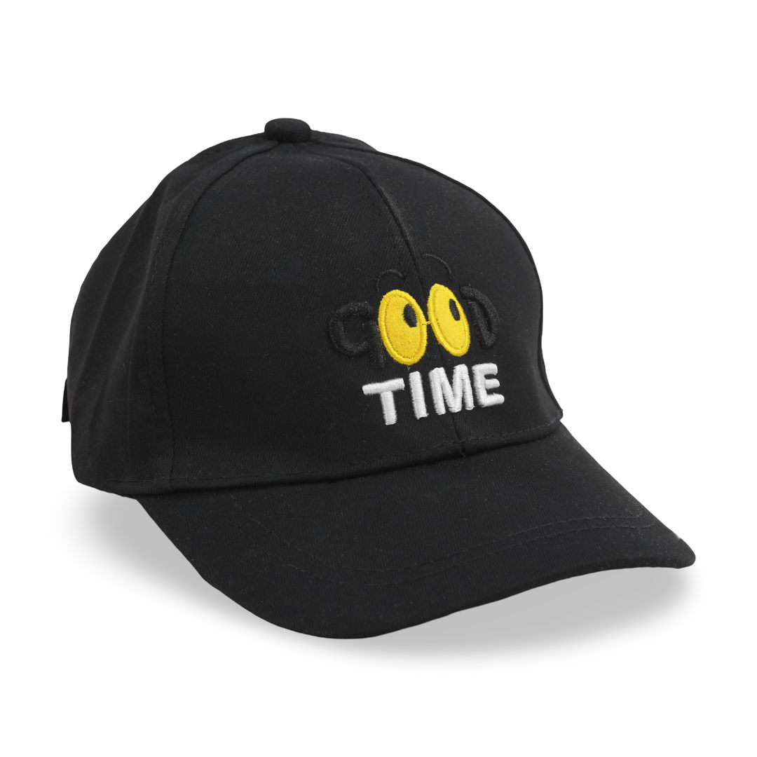 Unisex Cotton Cap –  Black with "Good Time" Embroidery