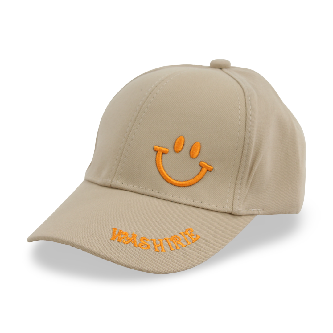 Unisex Cotton Cap – Beige with Smile Design - Clothing - Fancy