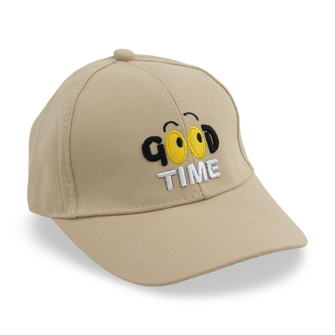 Unisex Cotton Cap – Beige with "Good Time" Design - Clothing - Fancy