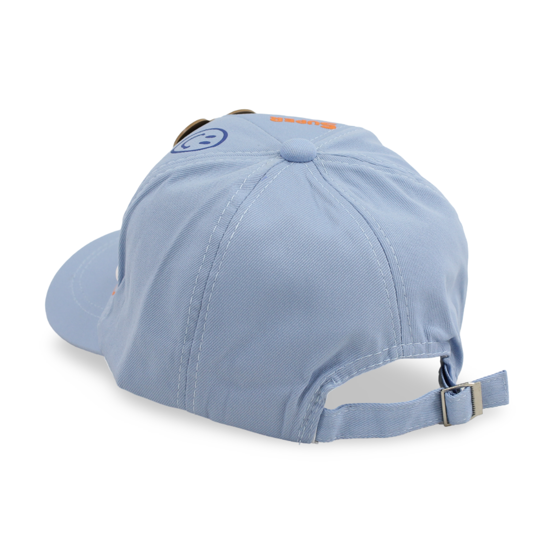 Boys Cotton Cap –  Baby Blue with "Super Dino" Design