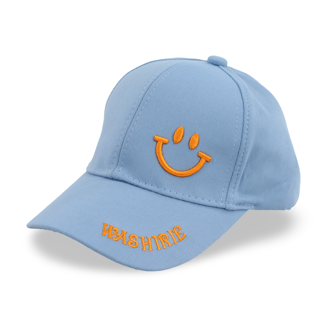Boys Cotton Cap – Baby Blue with Smile Embroidery
