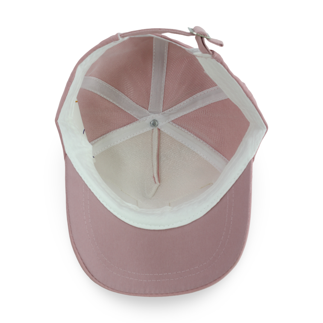 Girls Cotton Cap – Dusty Pink with "Happy with Cute" Design