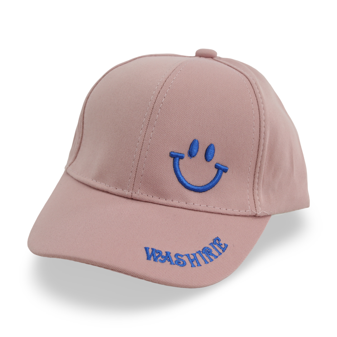 Girls Cotton Cap – Dusty Pink with Smile Embroidery - Clothing - Fancy