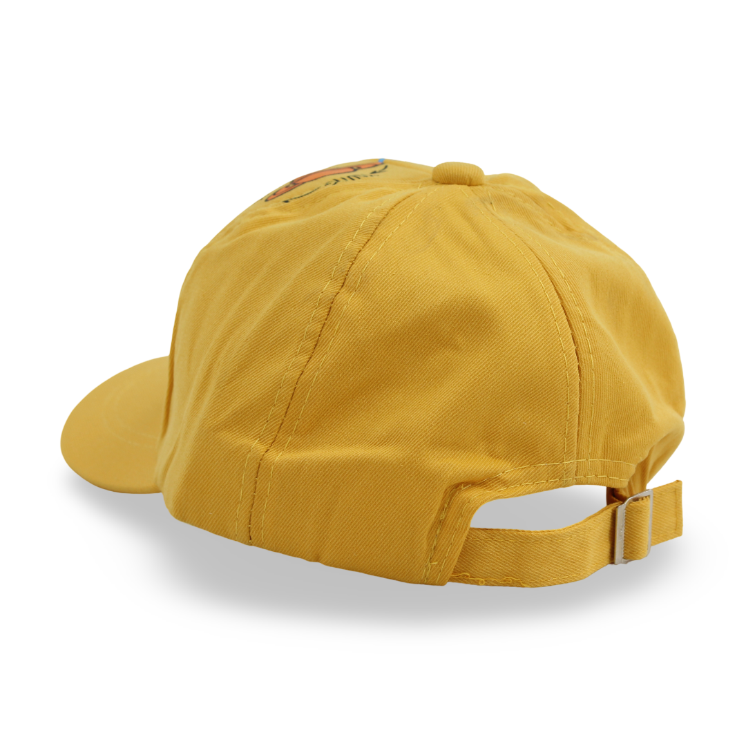 Unisex Cotton Cap – Yellow with "Happy with Cute" Design