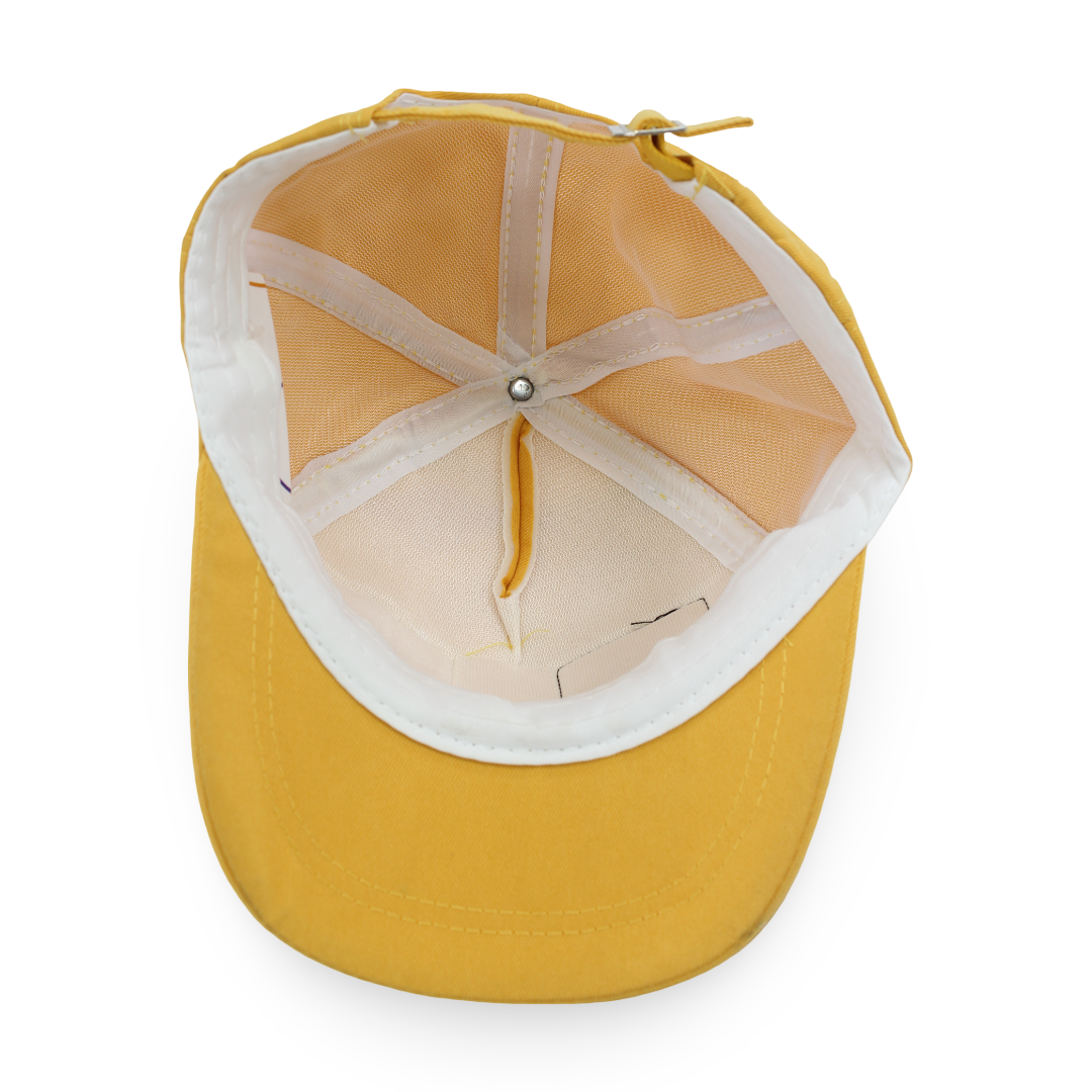 Unisex Cotton Cap – Yellow with "Happy with Cute" Design