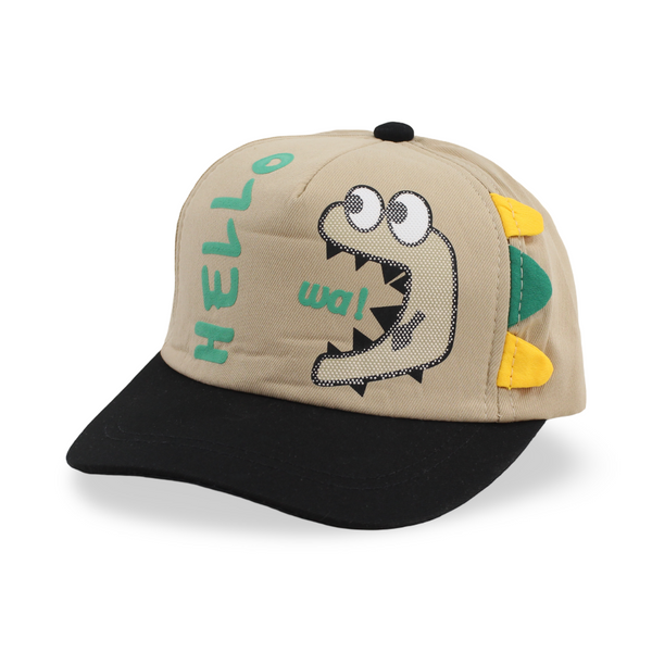 Boys Cotton Cap – Black with ”Hello” Design