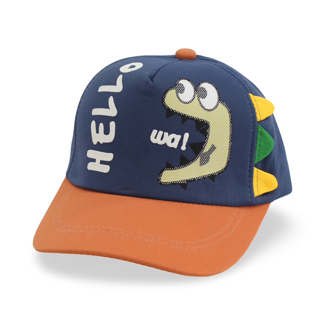 Boys Cotton Cap – Black with ”Hello” Design - Clothing - Fancy