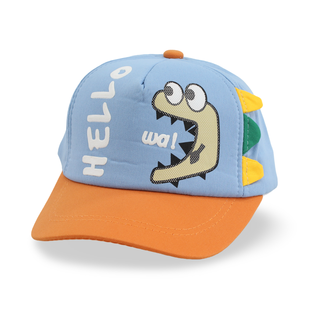 Boys Cotton Cap – Black with ”Hello” Design