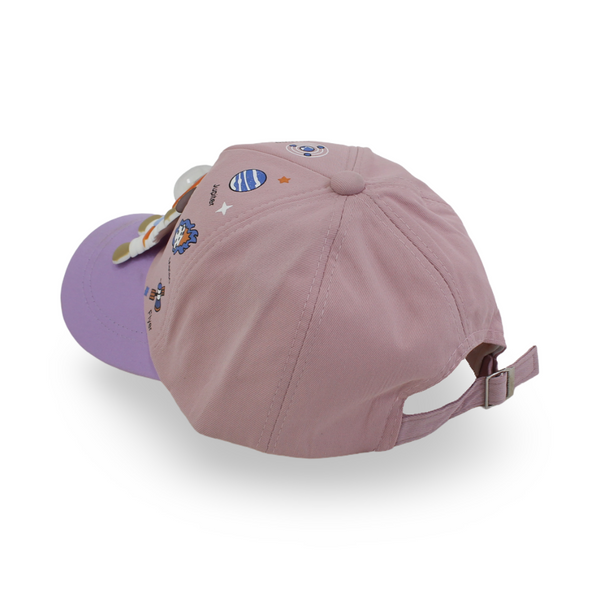 Girls Cotton Cap – Dusty Pink with Space Design