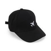 Boys Cotton Cap – Black with Airplane Embroidery