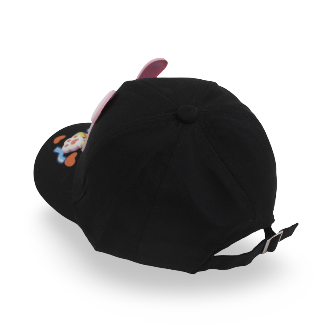 Girls Cotton Cap – Black with Rabbit Study Design