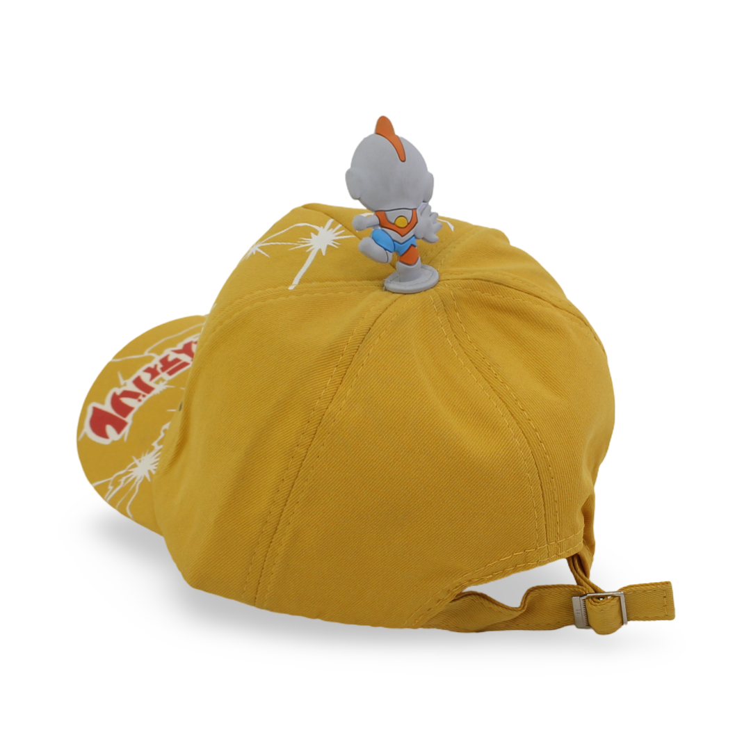 Boys Cotton Cap – Yellow with Ultraman Print