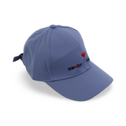 Girls Cotton Cap – Baby Blue with Heart Embroidery