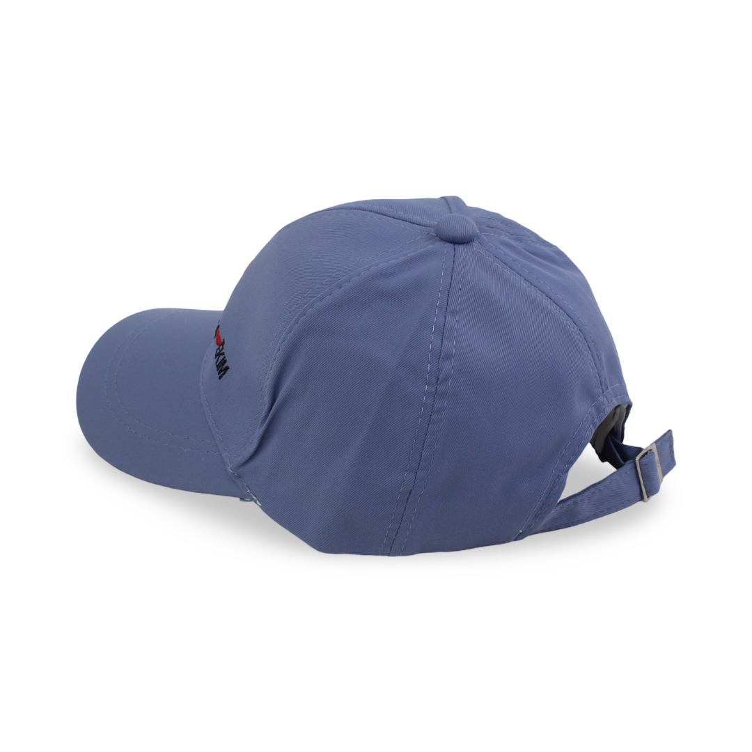 Girls Cotton Cap – Baby Blue with Heart Embroidery
