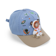 Boys Cotton Cap – Baby Blue with Space Design