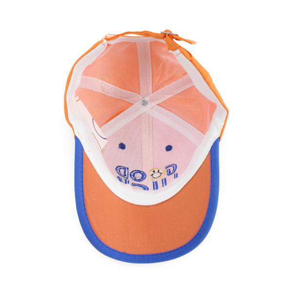 Unisex Cotton Cap – Orange with "Good Luck" Design