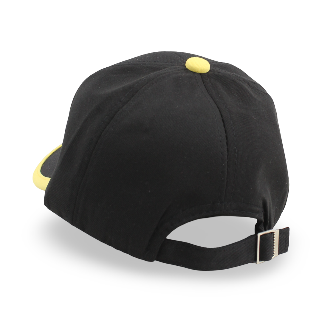 Unisex Cotton Cap – Black with "Good Luck Smile" Design