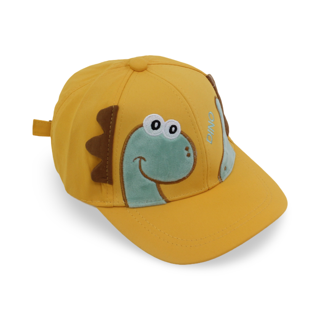 Unisex Cotton Cap – Yellow with Dino Embroidery