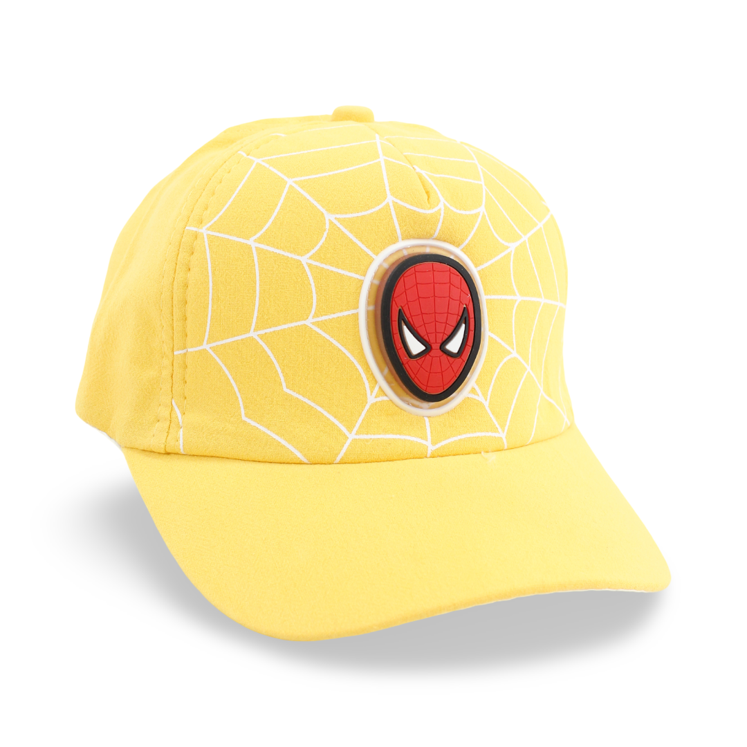 Boys Cotton Cap – Yellow with Spider-Man Design