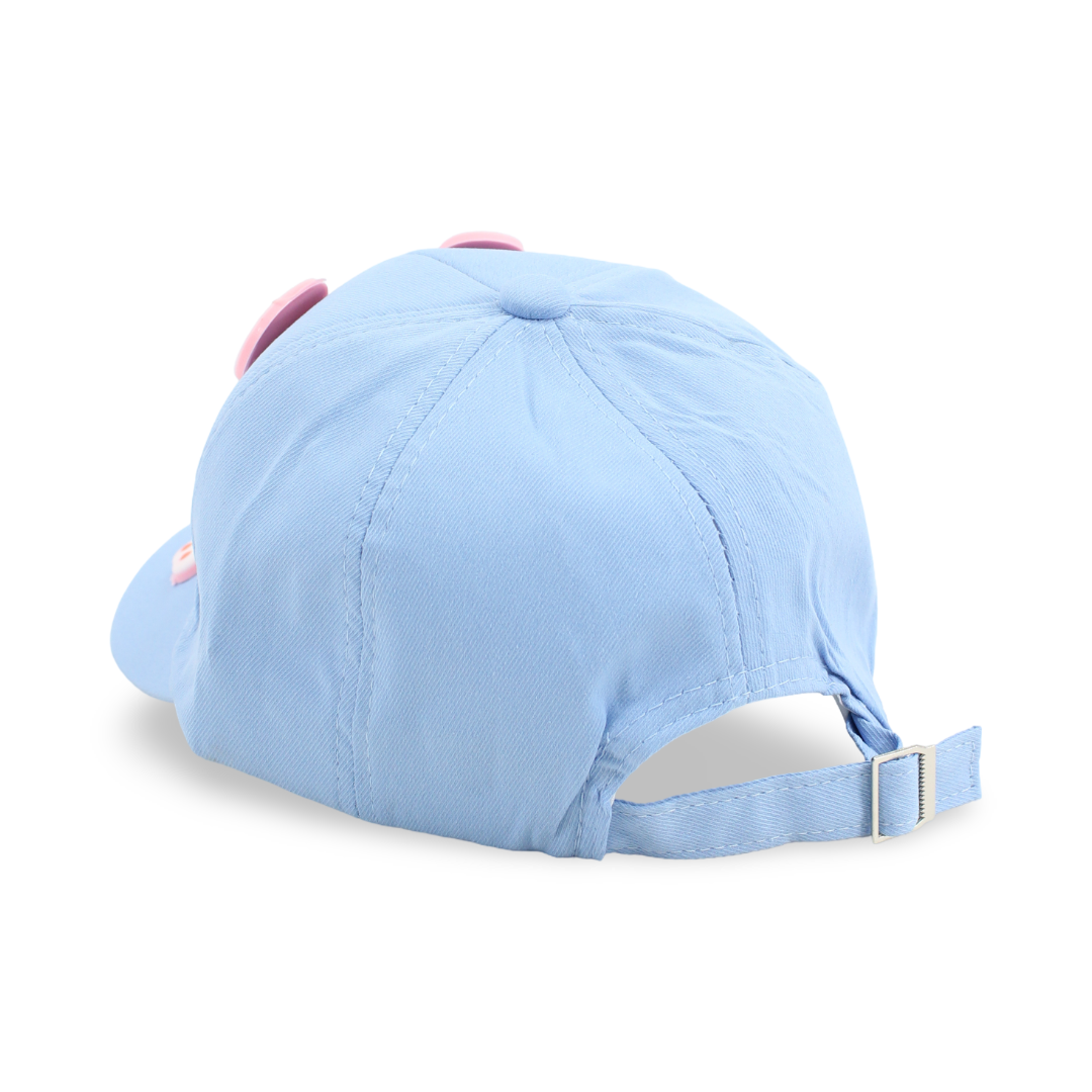 Girls Cotton Cap – Baby Blue with "Rabbit Study" Design