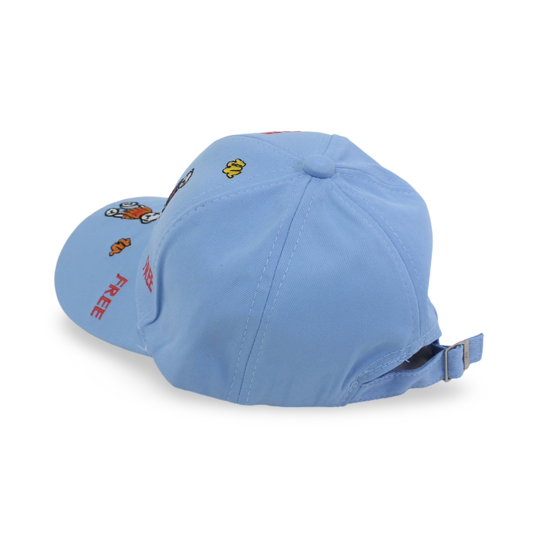 Boys Cotton Cap – Baby Blue with Teddies Embroidery