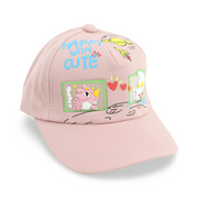 Girls Cotton Cap – Dusty Pink with "Happy with Cute" Design