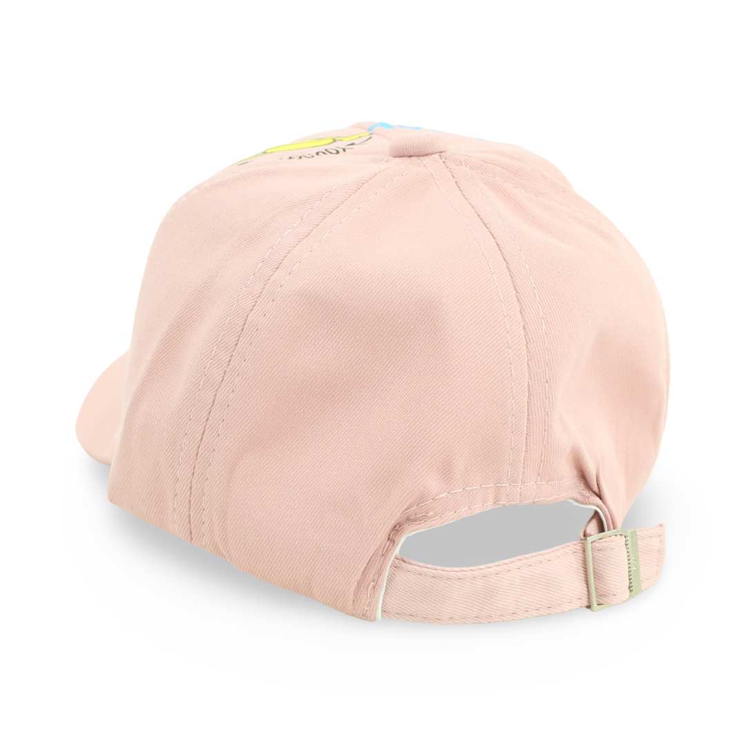 Girls Cotton Cap – Dusty Pink with "Happy with Cute" Design