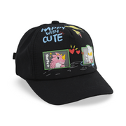 Unisex Cotton Cap – Black with "Happy with Cute" Design