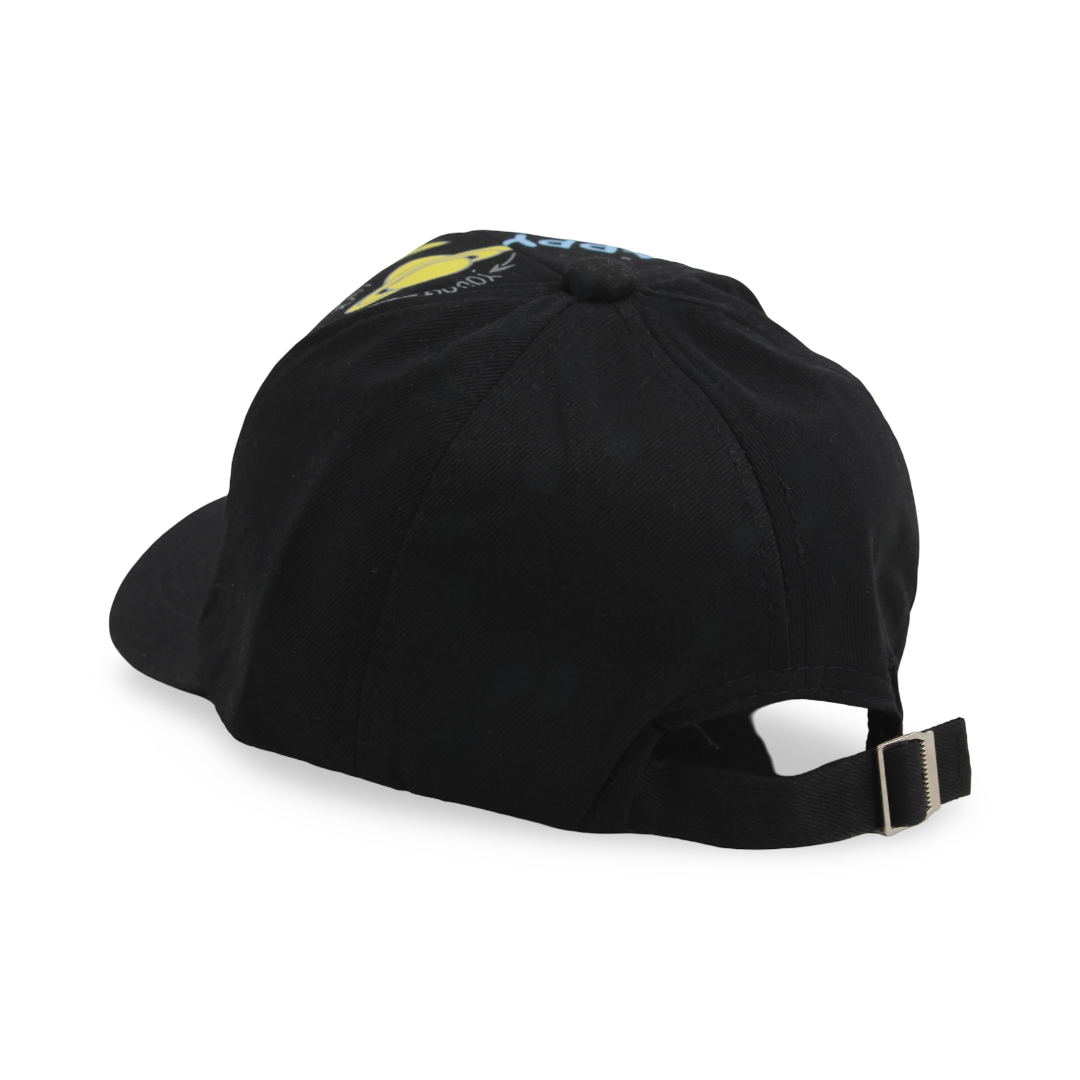 Unisex Cotton Cap – Black with "Happy with Cute" Design