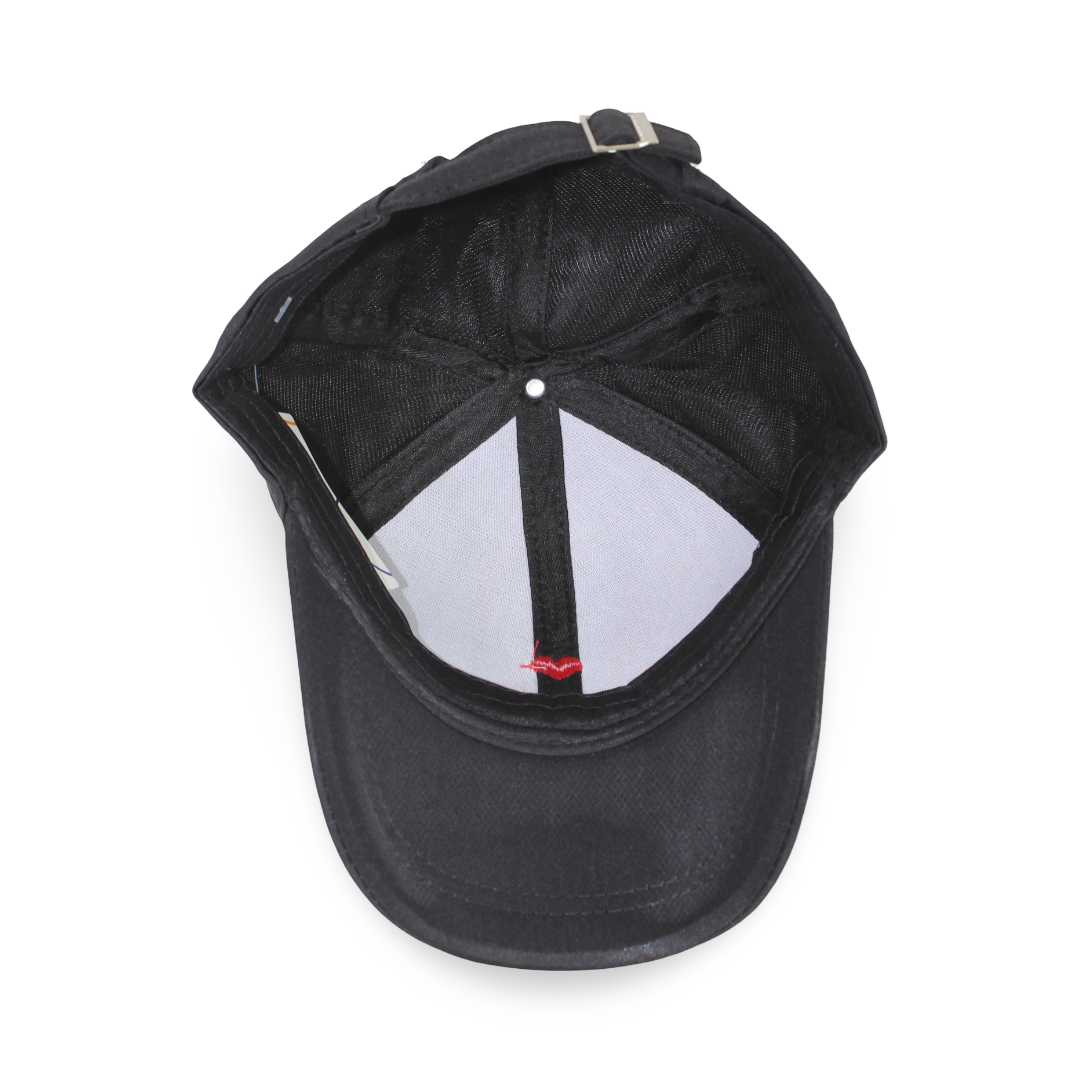 Girls Cotton Cap – Black with Heart Embroidery