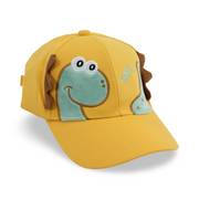Boys Cotton Cap – Yellow with Dino Embroidery