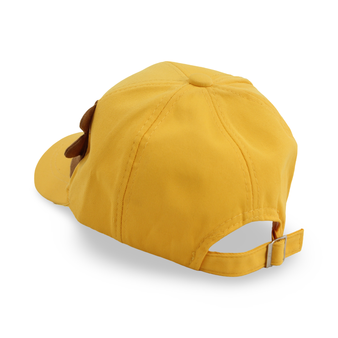 Boys Cotton Cap – Yellow with Dino Embroidery