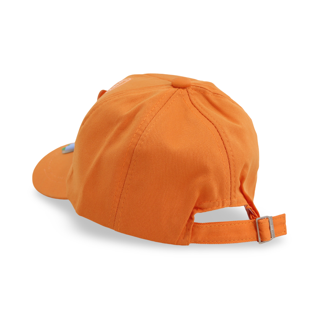 Unisex Cotton Cap – Orange with Dinosaur Design