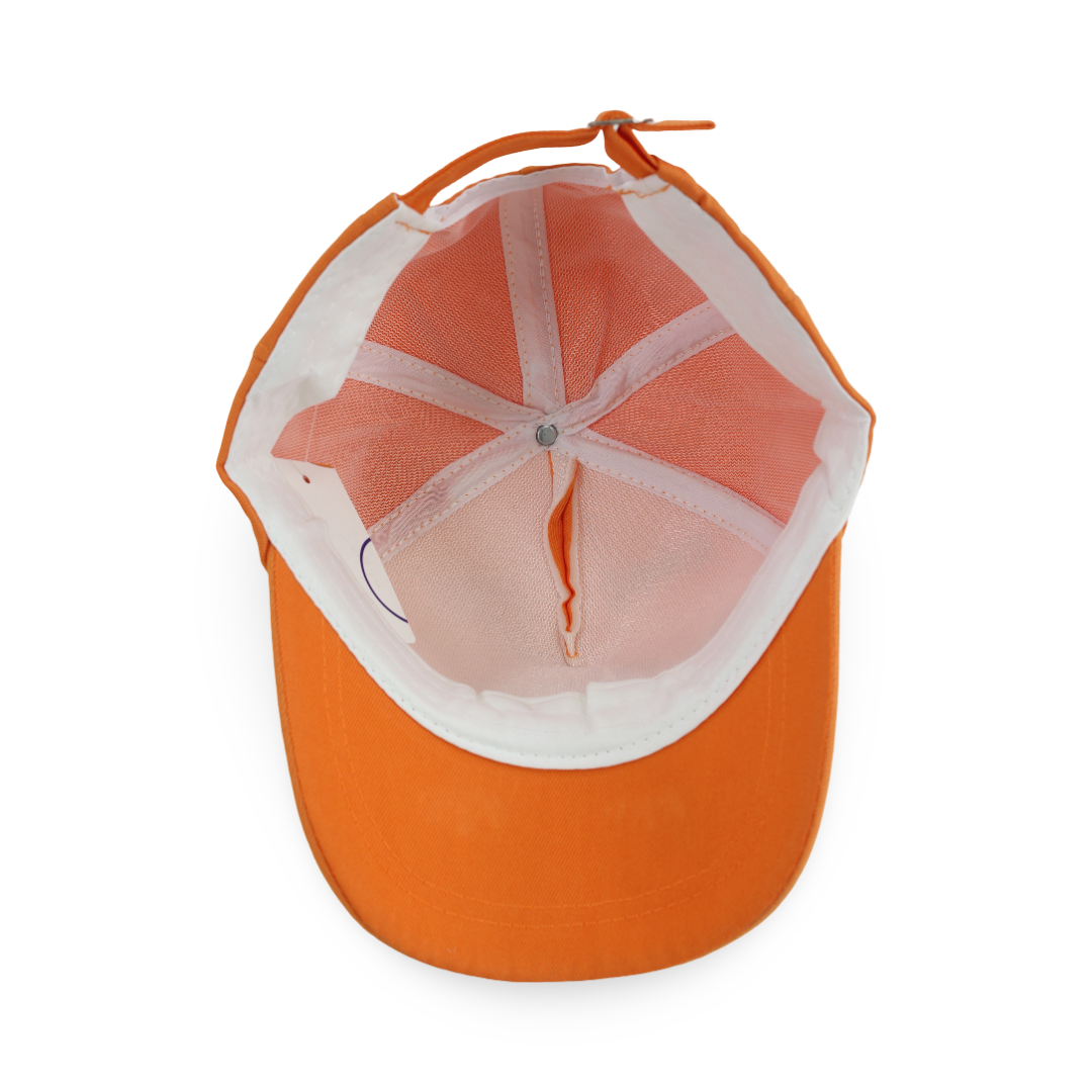 Unisex Cotton Cap – Orange with Dinosaur Design