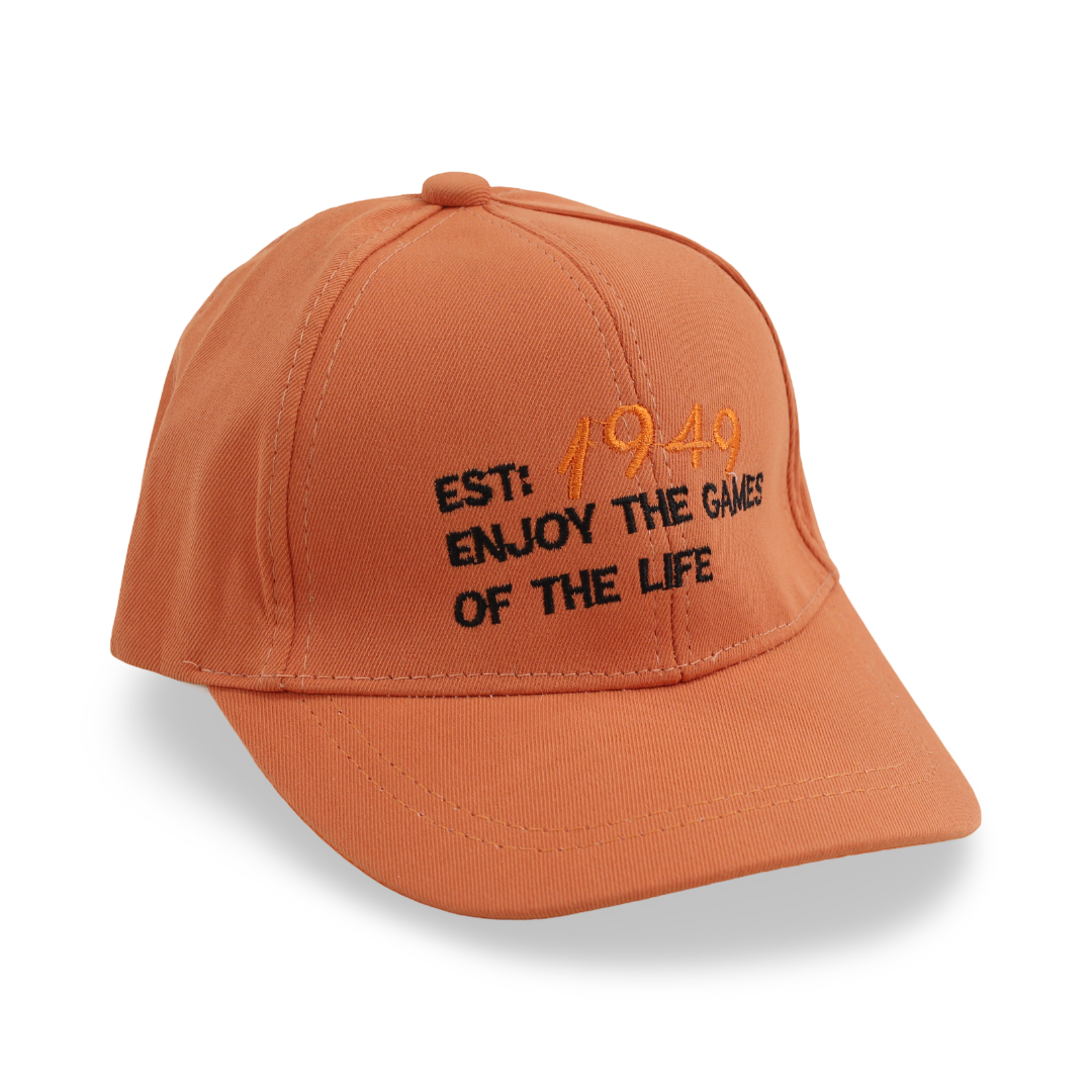Boys Cotton Cap – Orange with "1949" Embroidery - Clothing - Fancy