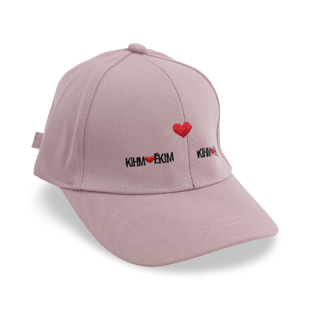 Girls Cotton Cap – Dusty Pink with Heart Embroidery - Clothing - Fancy