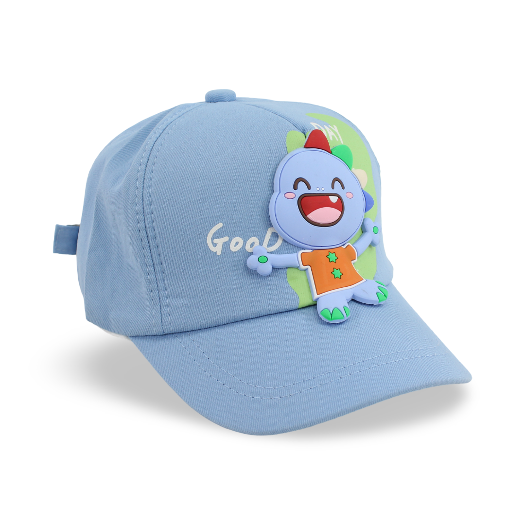 Boys Cotton Cap – Baby Blue with "Good Day" Design