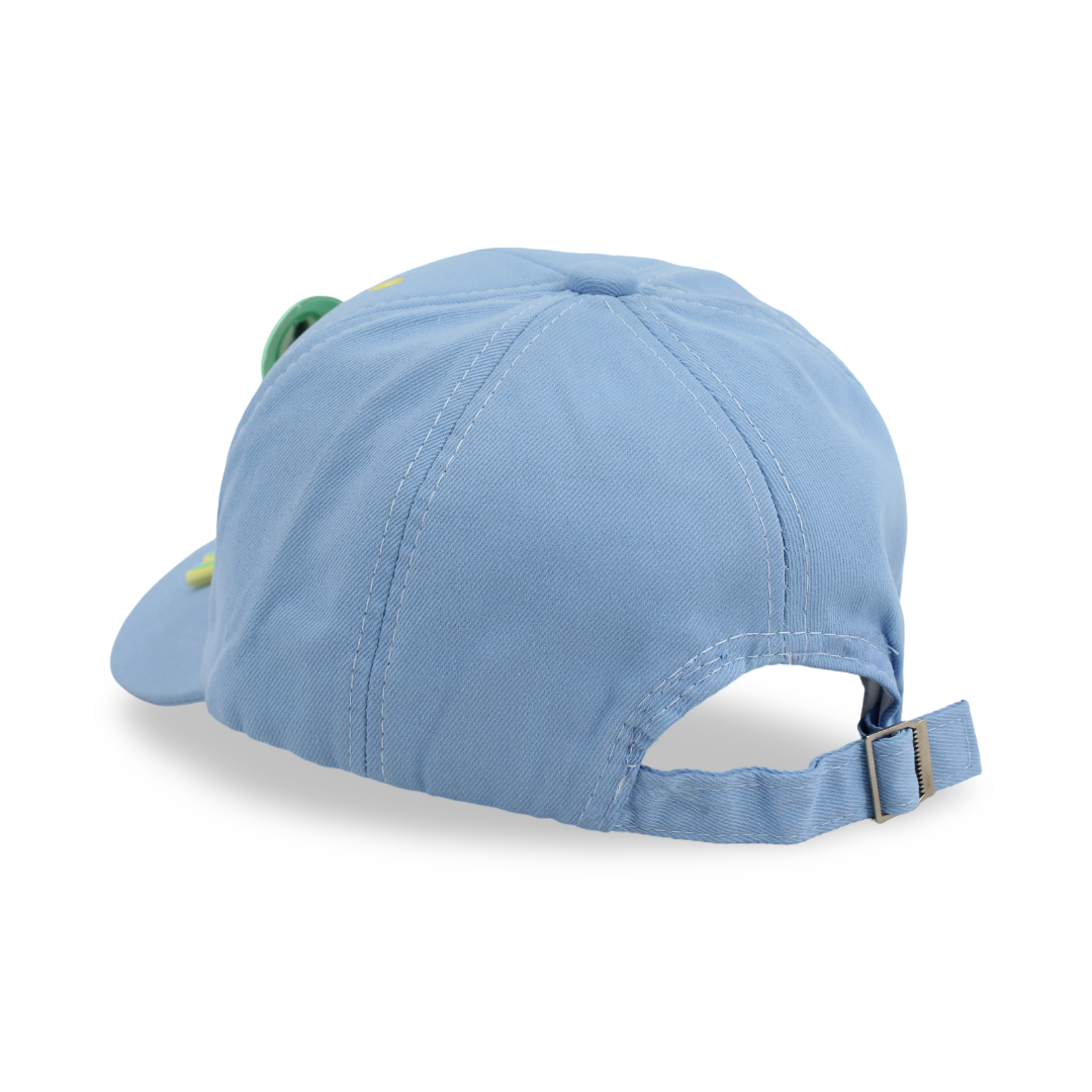 Boys Cotton Cap – Baby Blue with Frog Design