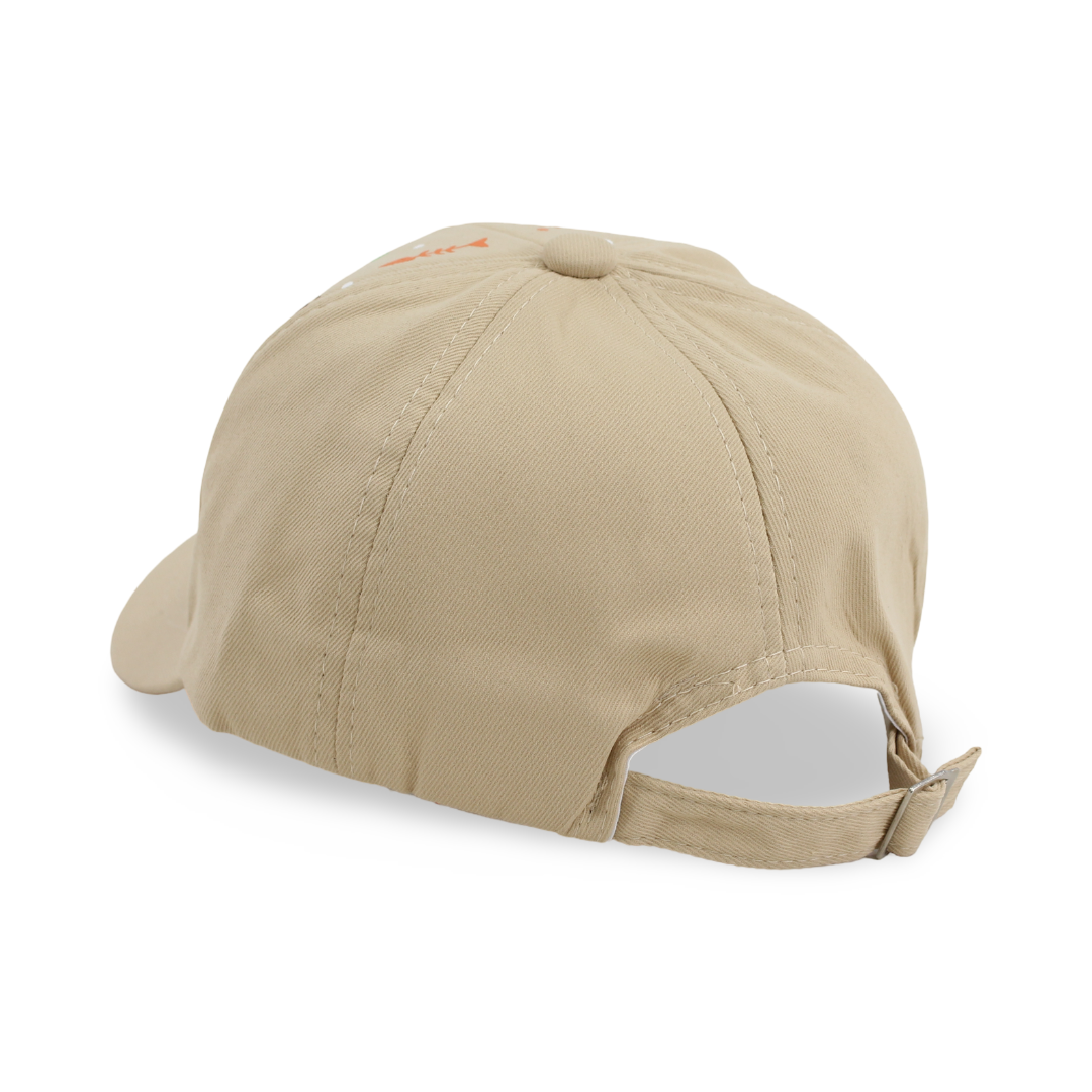 Boys Cotton Cap – Beige with Teddy Bear Design