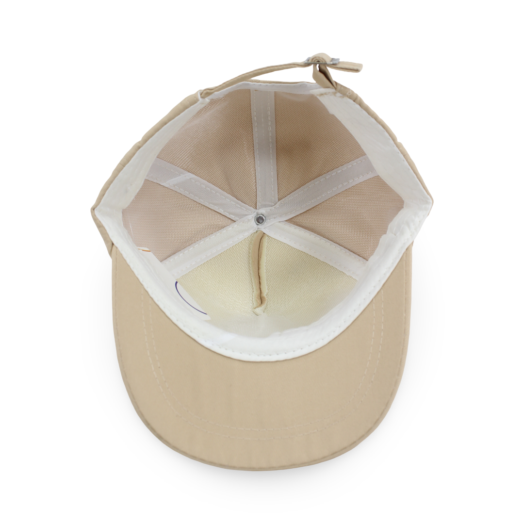Boys Cotton Cap – Beige with Teddy Bear Design