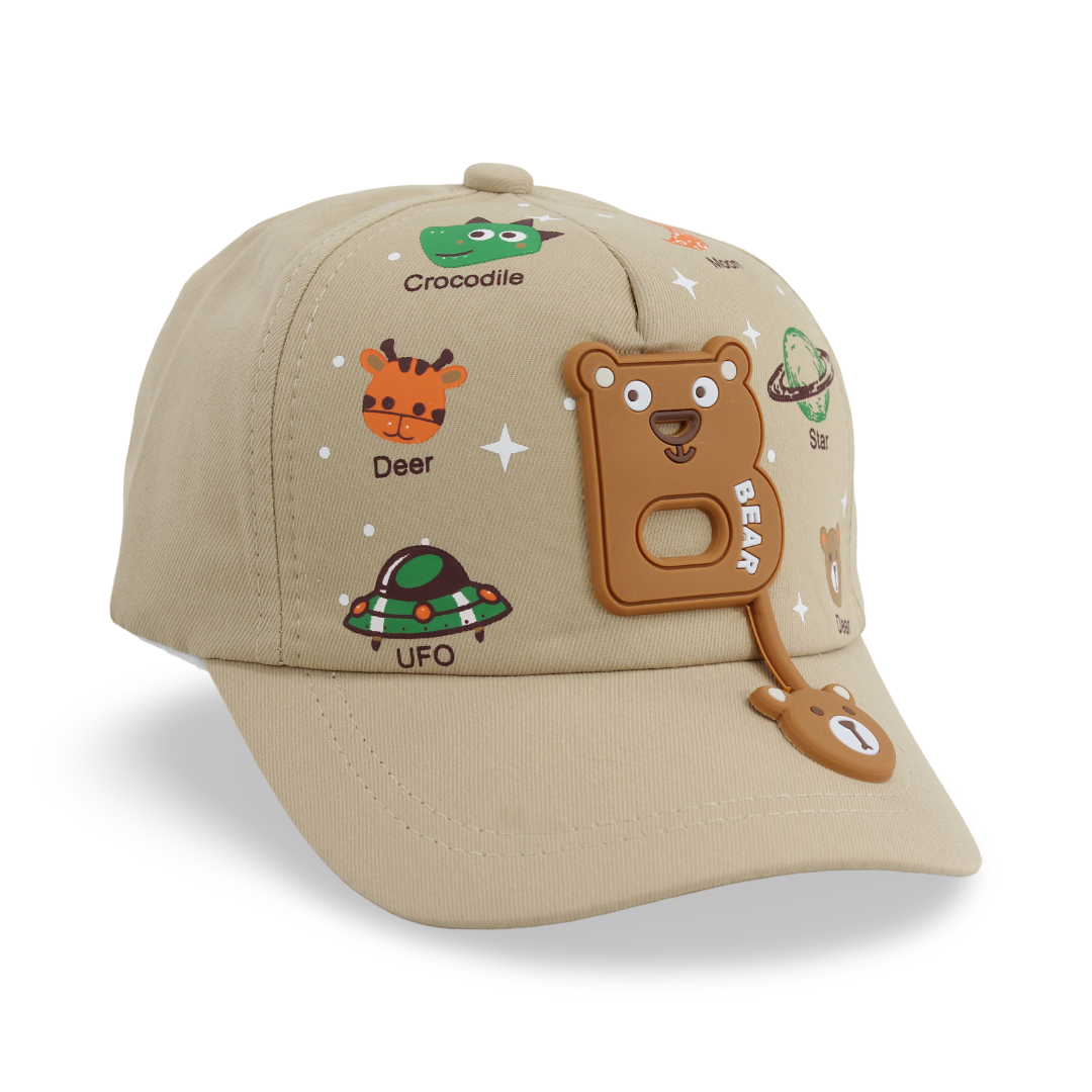 Boys Cotton Cap – Beige with "B" Design