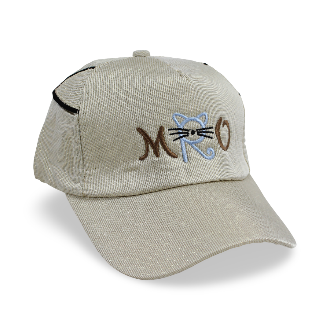 Girls Cotton Cap – "Meow" Embroidery