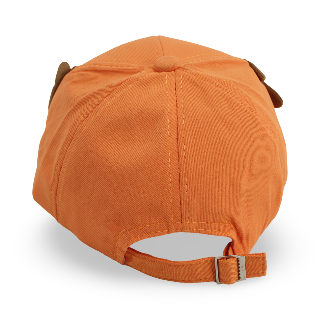 Boys Cotton Cap – Orange with Dino Embroidery