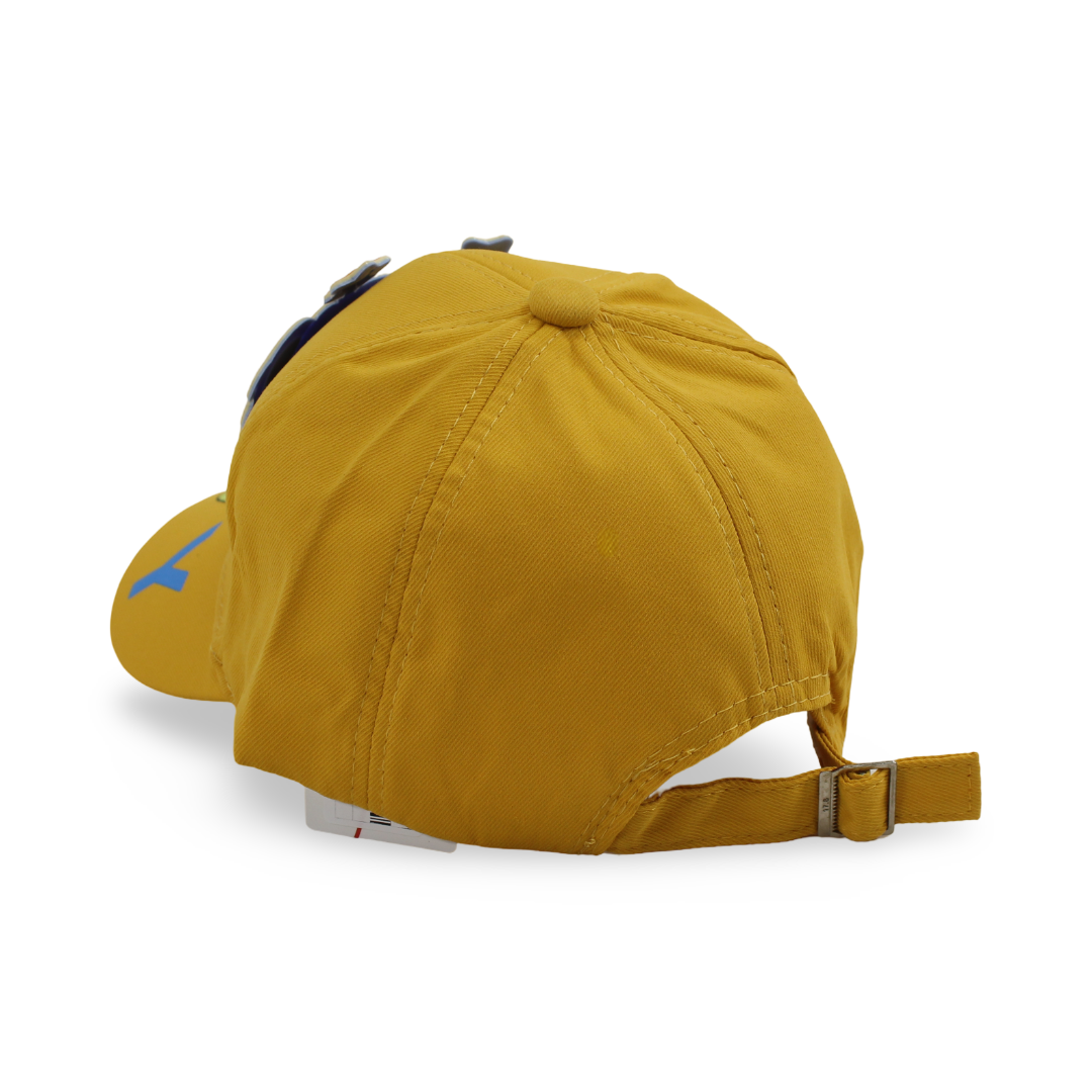 Boys Cotton Cap – Yellow with Elephant Design