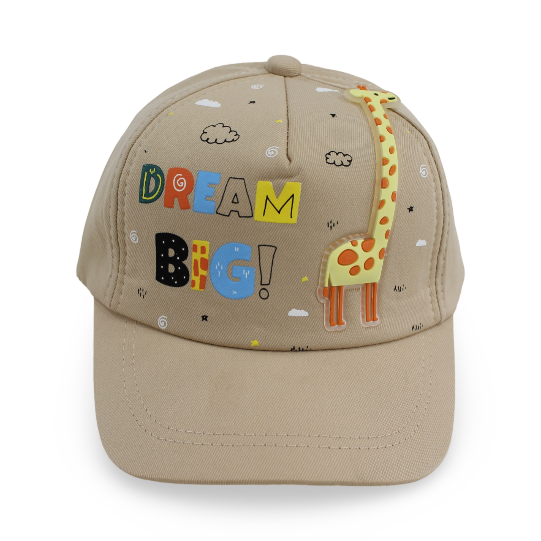 Boys Cotton Cap – Beige with "Dream Big" Design