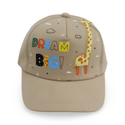 Boys Cotton Cap – Beige with "Dream Big" Design